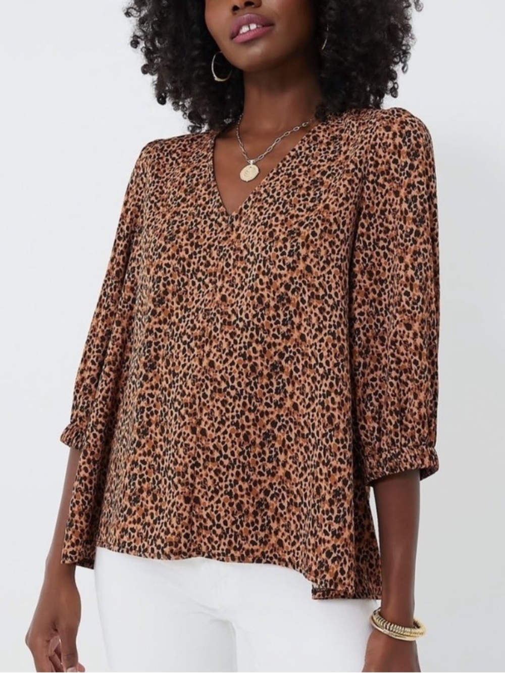Tuckernuck Pomander Place Leopard Print V-Neck Blouse in Tan and Black